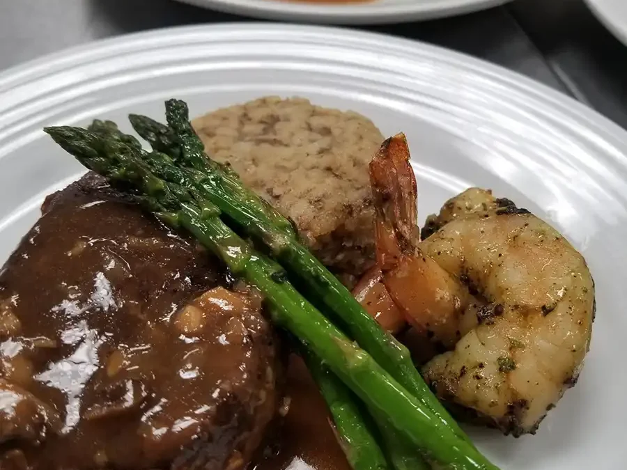 Plated Dinner Steak and Shrimp